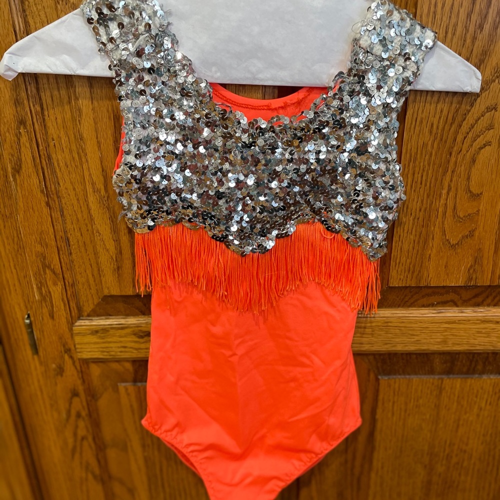 Orange dance/gymnastics leotard